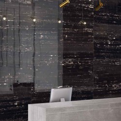 Креативен гранитогрес в черен цвят с мраморен ефект SUPREME WIDE - BLACK DELUXE от Flaviker (Италия)